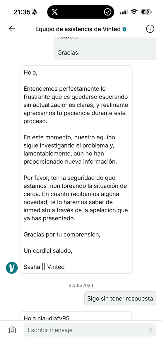 RachelArmy's tweet photo. @vinted @FACUA SEGUID ASÍ. Que no pienso volver a gastar dinero en vosotros. Me gasté 400€ en compras en un mes con vosotros. Ya no lo haré jamás. https://t.co/JokdmGVwSb