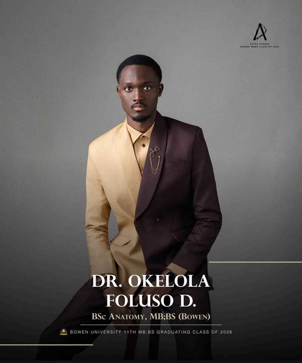 DanielFoluso's tweet photo. Saw the beautiful newly minted Bowen doctors and thought,

"One more won't hurt." 😌

Dr Okelola has a nice ring to it. 👨🏾‍⚕️✨

#AstraAspera https://t.co/cAqISU53ko
