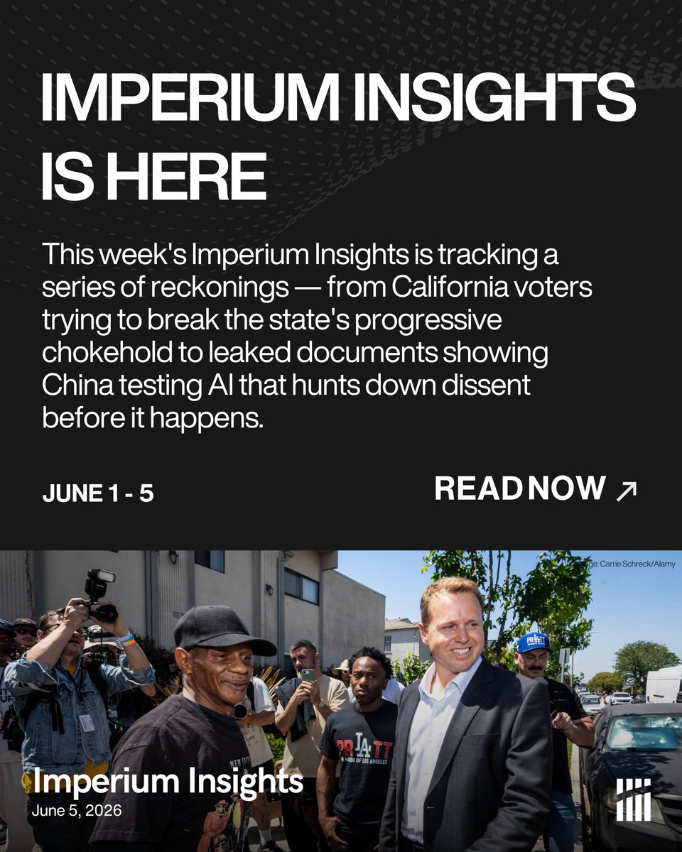 findimperium's tweet photo. This week we’re covering California's political reset, an American paradox, and the future of digital authoritarianism. https://t.co/Vp72aDnYod
