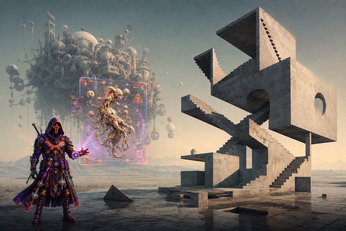 DDNowhere's tweet photo. The multiversal bounty hunter Thraxagoth in a bizarre reality hunting a particularly nasty bounty. 

If anyone’s out there feel free to show me your creations 🤙🏼 https://t.co/JnyX9AoCi4