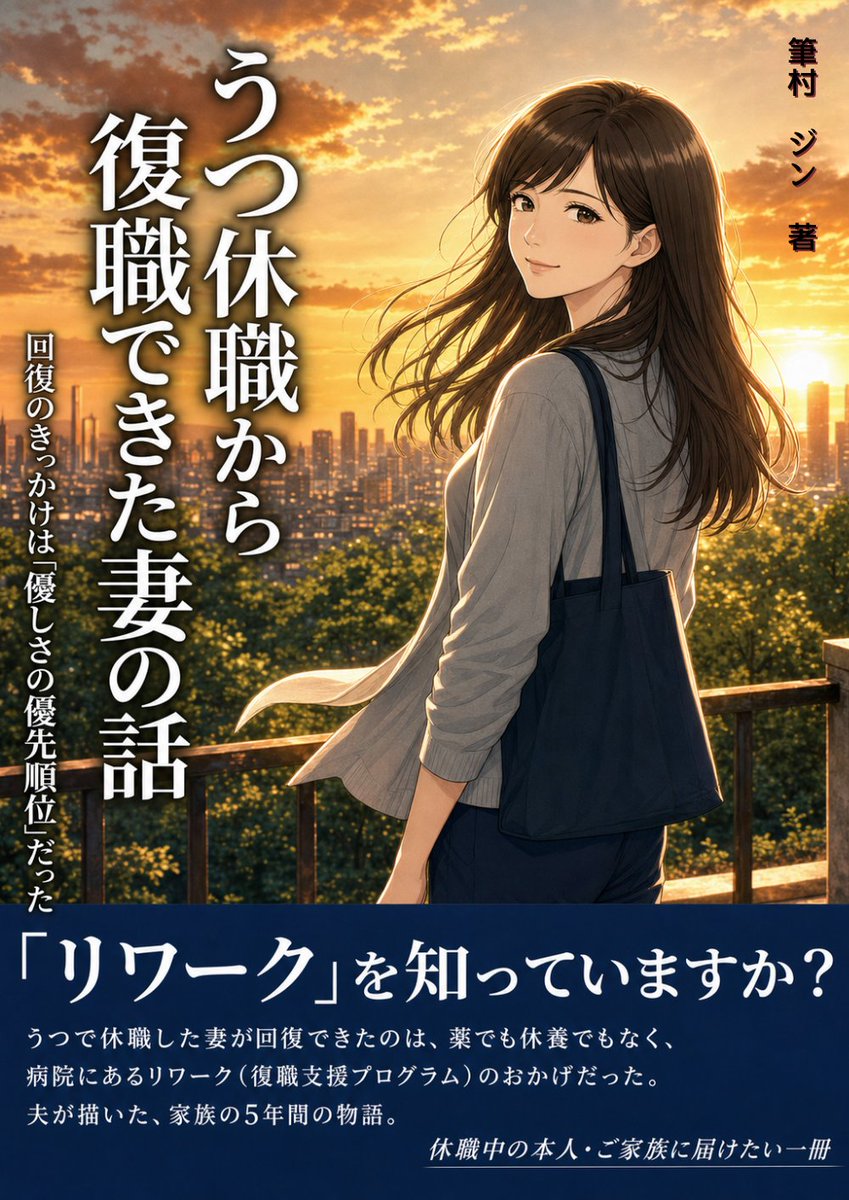 fudemura_ai's tweet photo. 【📚 発売記念99円セール開始】

『うつ休職から復職できた妻の話』をKindleで出版しました。

うつ休職した妻が、病院のリワークを通じて「優しさの優先順位」を書き換え、復職後5年の安定した日常を取り戻すまでの実話ベースのマンガです。

📖 こんな方に届けたいです

・休職中の方、復職に不安がある方
・つい仕事を抱え込んでしまう方
・頑張りすぎてしまう方

💡 発売記念セール
6/6から3日間、発売記念セールとして99円で販売します。

Kindle Unlimitedで読んでくださる方も対象です。

🎁 読者特典
読後に使える
「優しさの優先順位」セルフ診断Webアプリ

🎁 購入者特典
購入・応援してくださった方には、以下のどちらか1つをお送りします。
・あなたのKindle本を1冊読みます
・AI漫画制作の無料相談
※相談は先着3名まで

📝 特典の受け取り方

・筆村ジンをフォロー
・この投稿をリポスト
・購入、またはUnlimited注文画面のスクショをDMへ送付
（個人情報・注文番号は隠していただいて結構です）

応援してくださった方を、私も応援させてください。