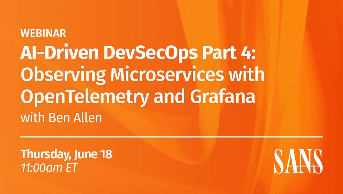 SANSCloudSec's tweet photo. AI-enabled microservices create risks you cannot manage without telemetry.
Jun 18, see how OpenTelemetry, Grafana, and Kong Gateway expose Kubernetes traffic patterns and attack signals.
🔗 https://t.co/7XPD0PPgjC
#DevSecOps #Kubernetes #OpenTelemetry https://t.co/w6V4HOySLt