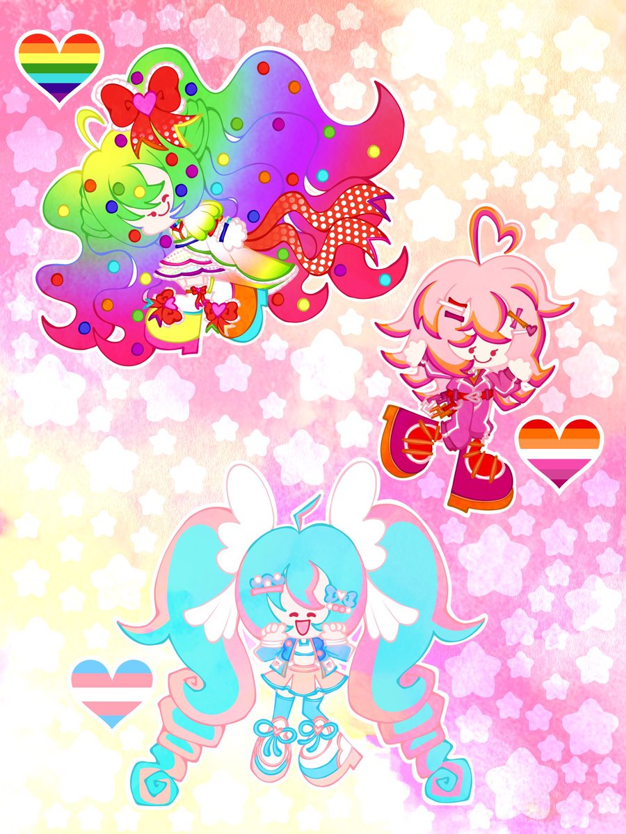 hanabyka's tweet photo. Some pride Mikus 💖
#hatsunemiku #vocaloid https://t.co/EYq6v41qeK