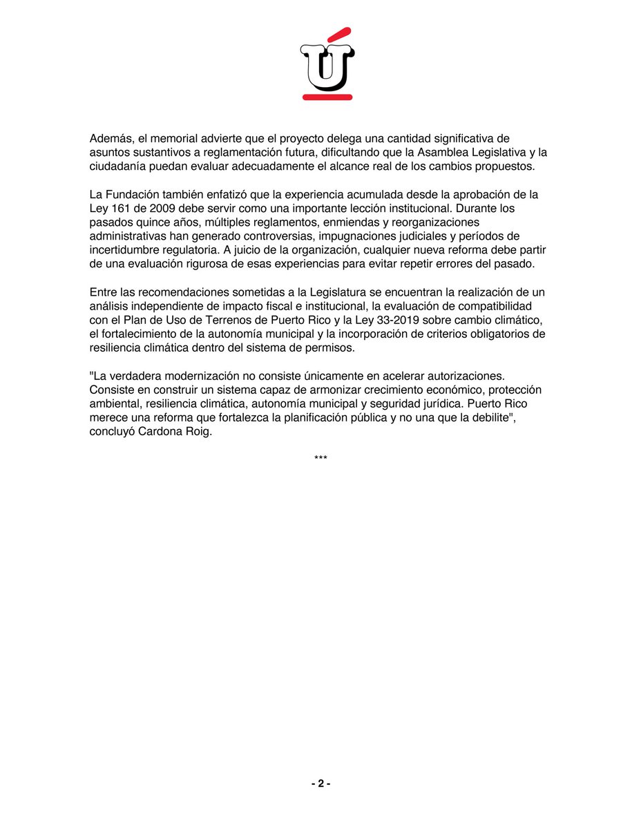 ElUrbanistaPR's tweet photo. La Fundación El Urbanista advierte que el Código de Planificación y Permisos debilita la planificación territorial, la autonomía municipal y la protección del interés público.
 #RescatemosElTerritorio #ElUrbanista #PedroMCardonaRoig https://t.co/prs8SUzlwK