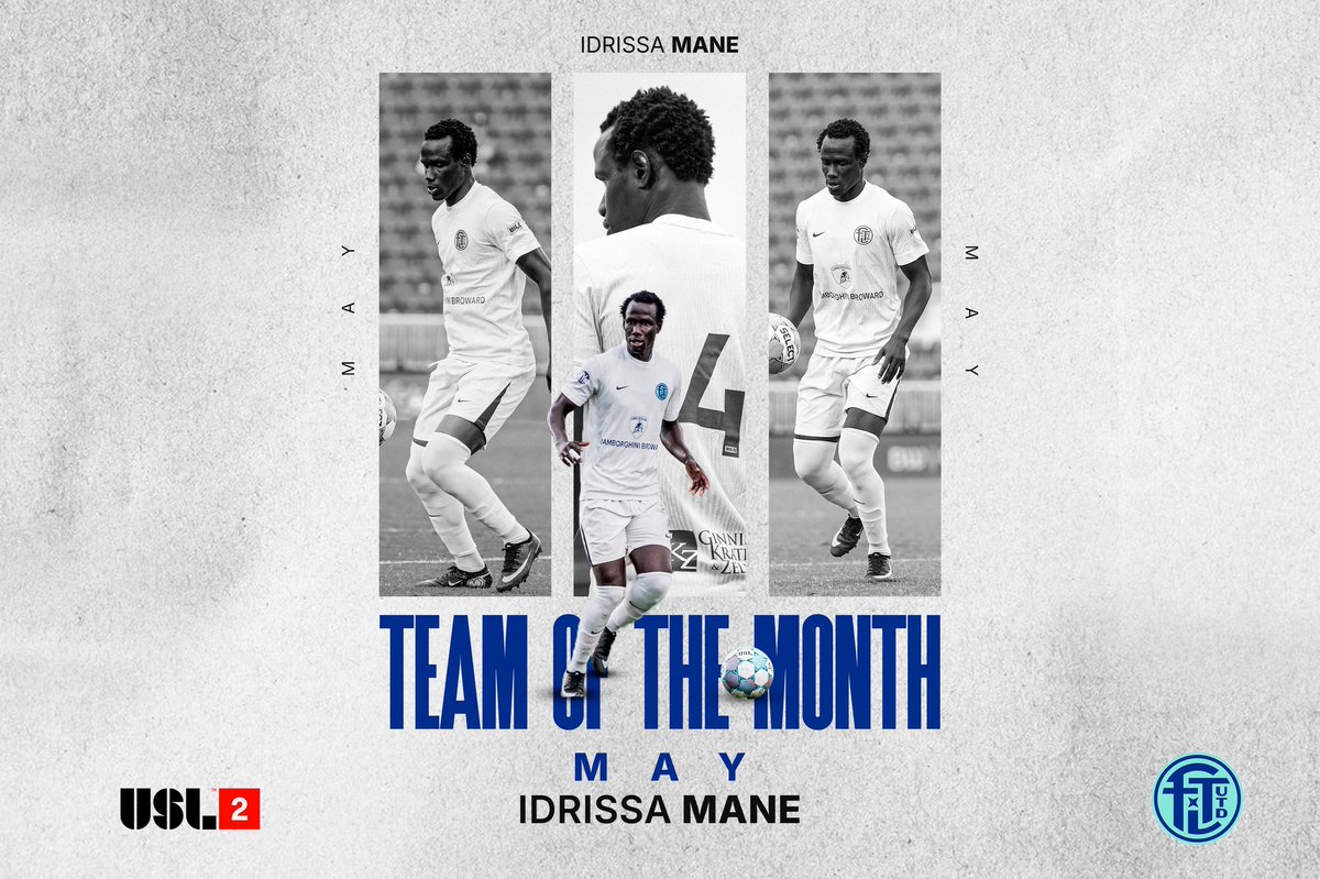 FTLUTD's tweet photo. The Protector 🛡️

Fort Lauderdale United's Idrissa Mane has been named to the @USLLeagueTwo Team of the Month for May after leading the club to four straight shutouts. 🔥

📰READ MORE: https://t.co/syZSZnNQ9e