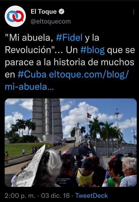 YeniCuba2025's tweet photo. @eltoquecom Que insulto a los fusilados, torturados, a los muertos en el mar o en travesías huyendo del tirano. A los q les fabricaron delitos comunes y cumplen privación de libertad por disentir. A los niños sin inocencia, a los jóvenes sin futuro, al pueblo cubano. Y ustedes son cómplices https://t.co/xfFVI5B46d