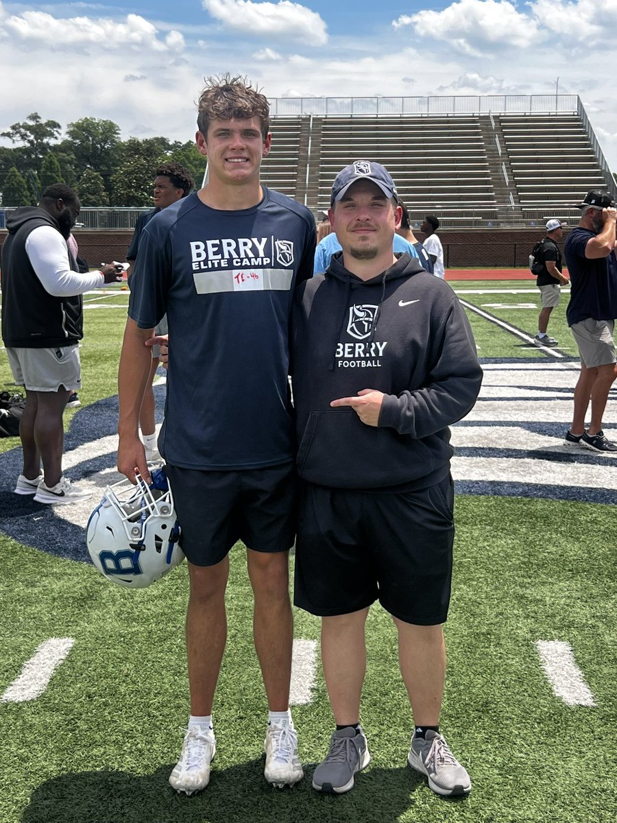 JettPatterson_7's tweet photo. Thank you @BCCoachK and @BerryFootball for a great camp today. I enjoyed meeting all the coaches and getting to see the campus.

@bhsrecruitsGATA @GATABHSdevils @NwGaFootball @WGASportsNation @RecruitGeorgia @BeforeYouGoPro https://t.co/hEHMVhoSzE