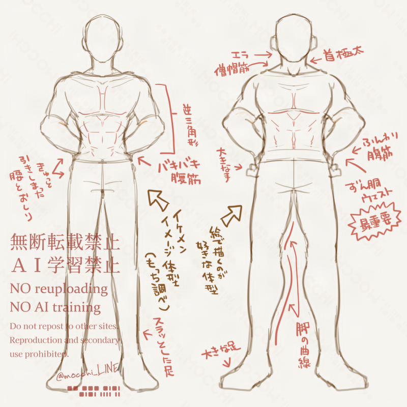 mocchi_LINE's tweet photo. 油断するとつい筋肉を盛ってしまう系絵描きです💪
絵を描く時に筋肉とか骨とか意識しはじめた絵描きさんは一定確率でこの癖を発症するかなと思うのですが他の絵描きの皆様はどうなんでしょう🤔 https://t.co/XaZIQmn4R0