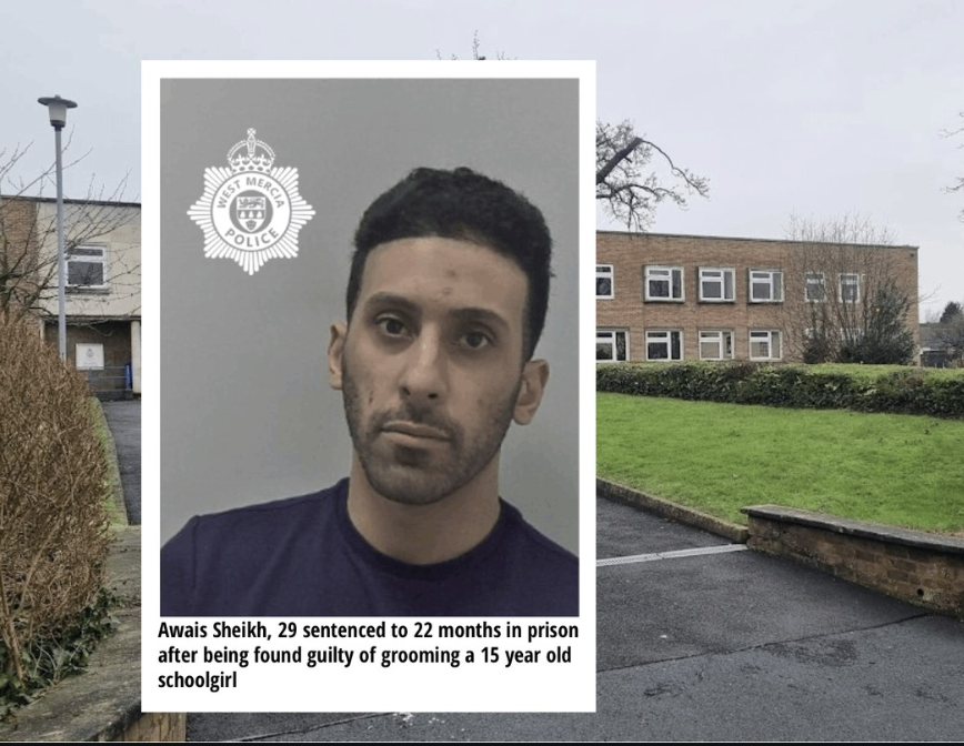 Suffragent_'s tweet photo. A Pakistani migrant has been convicted of grooming a young, white schoolgirl in Sheffield.

Awais Sheikh, 28, was caught after collecting the child from school and driving her to a secluded spot. 

He was given a 22-month jail sentence, costing taxpayers £100k. No deportation.🇬🇧