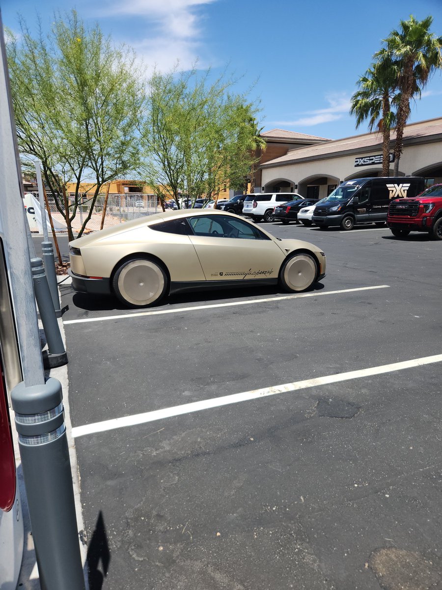 1bSham's tweet photo. @SawyerMerritt Saw a cybercab being charged in Vegas yesterday!  Saw another near the strip last night. CA and FL plates. https://t.co/ahSIEffqh9