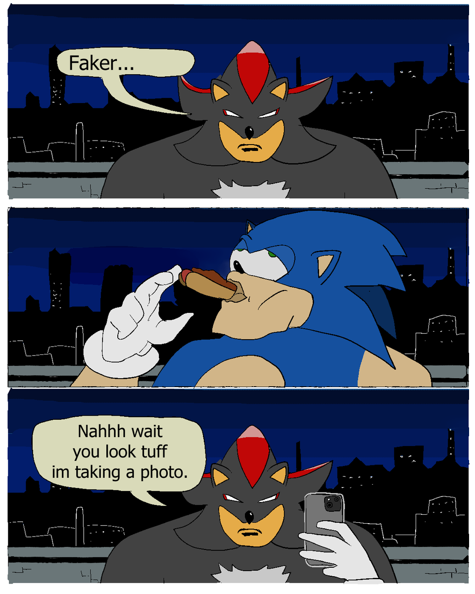 Dunderheadcomic's tweet photo. Sonic and Shadow canon interaction https://t.co/08kSia9KKc