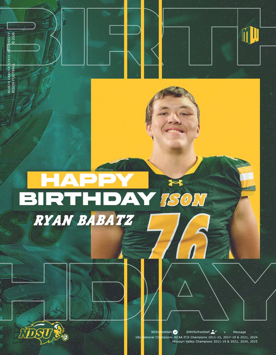 CoachTimNDSU's tweet photo. @BabatzRyan Make it a great weekend https://t.co/eJrwv2d7dW