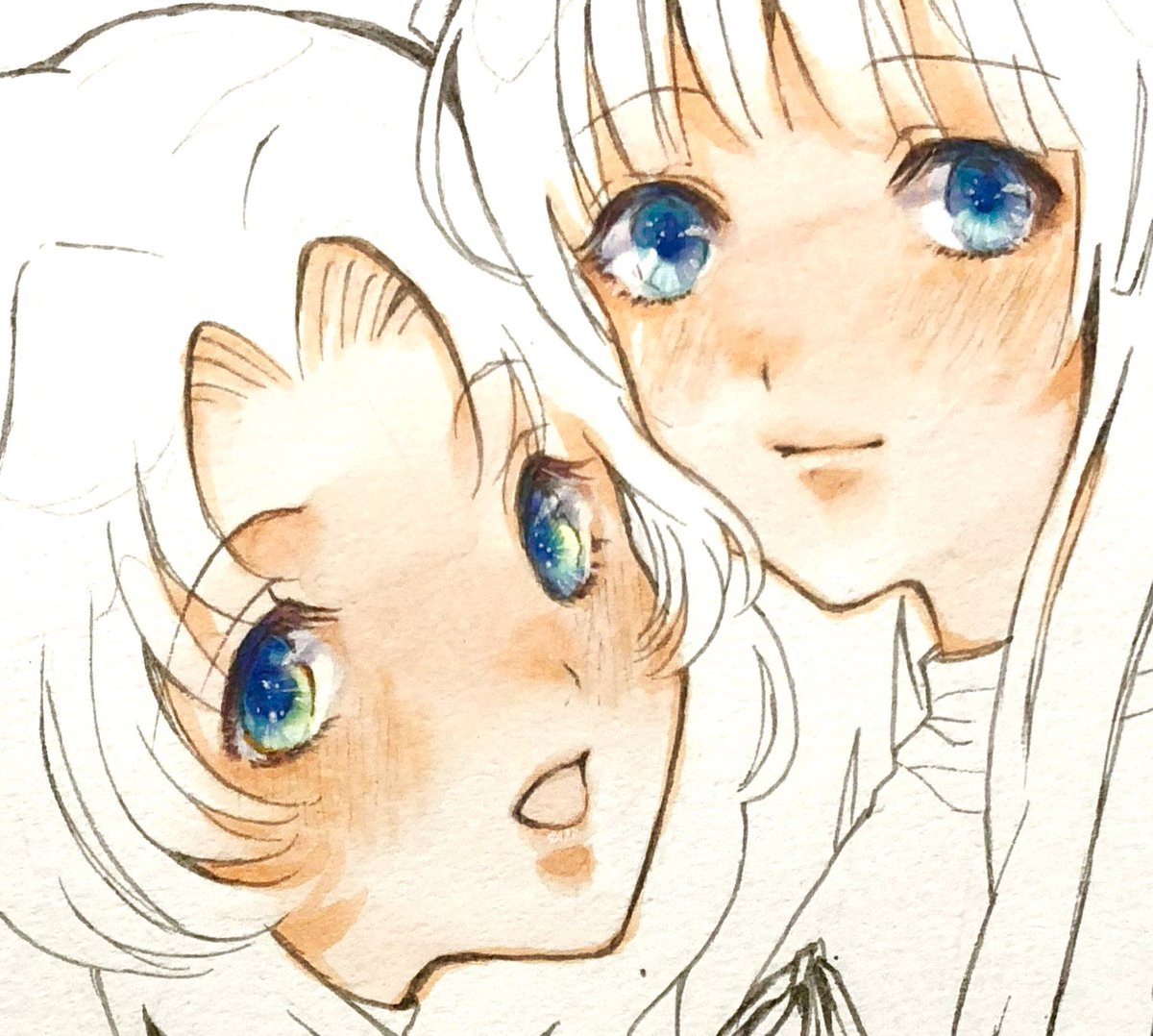 そしてこれは10年前に描いたなんちゃってコピックメイキング。仕上げの白点描とレース手描きしてるのなかなか正気じゃない 