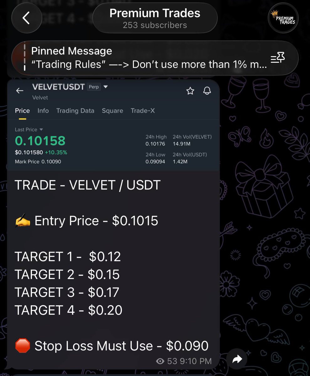 NinjaTraders100's tweet photo. Trade - $VELVET / $USDT

TARGET 1 HIT 🚀
TARGET 2 HIT 🚀

Easy #money with us  🤝 https://t.co/mPeArdGAwP