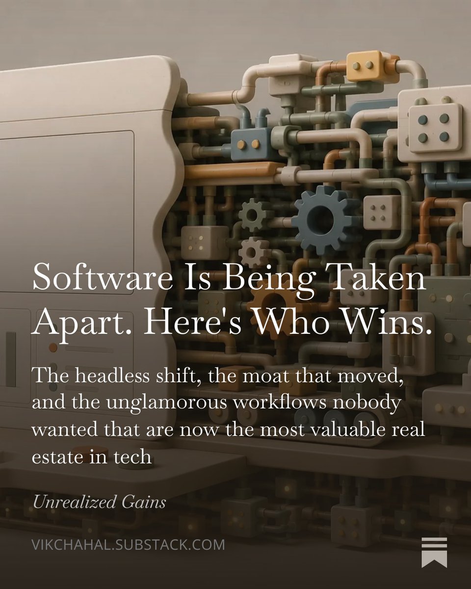 vikonomics101's tweet photo. The most defensible software companies of the next decade will be built on workflows nobody wanted to touch.

Dental billing. Trucking dispatch. Law firm back offices.

Unglamorous by design. Defensible because of it.
Headless software is why the economics finally work.

I wrote about it here: https://t.co/WACJBOvggV