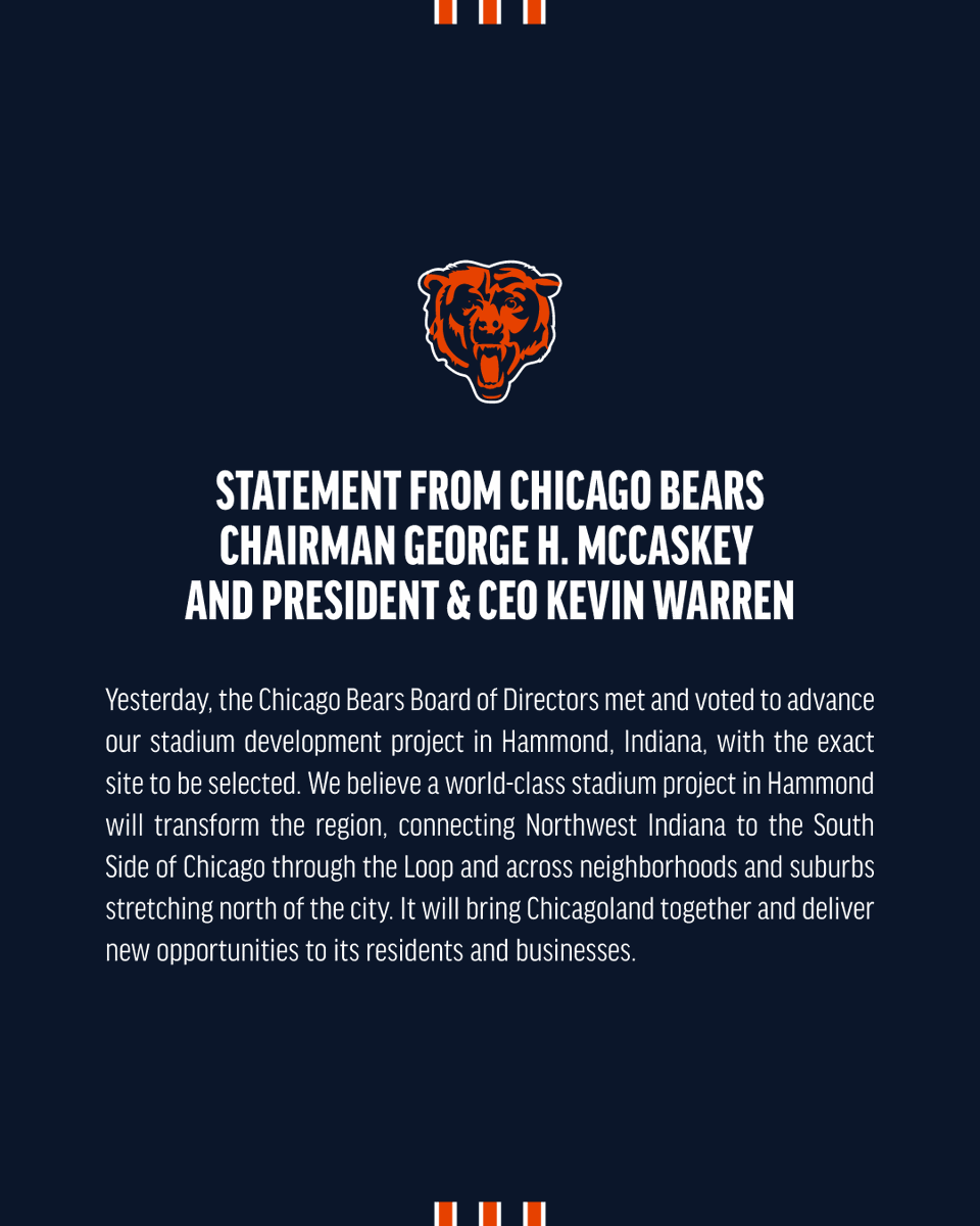 RudyGiuliani's tweet photo. 🚨 NEWS ALERT: Chicago Democrats just lost the Chicago Bears NFL Football Team to the State of Indiana.

Chicago Democrat politicians essentially traded away the beloved Bears for whatever this is...

Yet Chicagoans will *still* vote Democrat! https://t.co/m0ojpdjtme