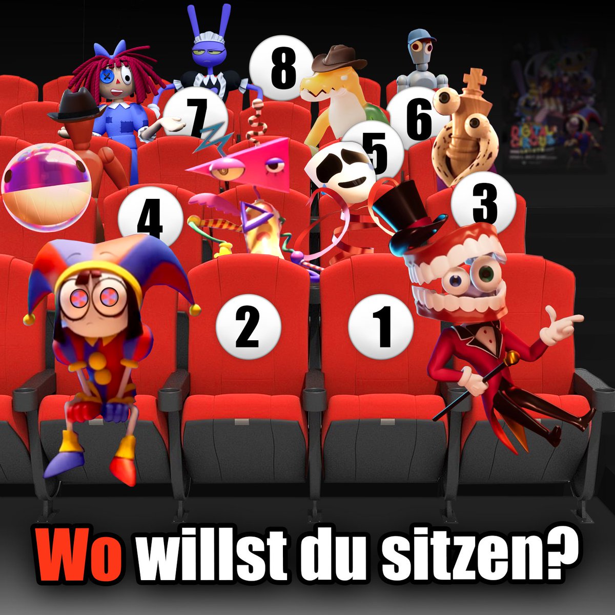 _sushiima_'s tweet photo. Freie Platzwahl!🎟️Der Film beginnt gleich!🍿

#TheAmazingDigitalCircus #DerUnglaublicheDigitaleZirkus #TADC #Pomni https://t.co/oMkPNGoBvt