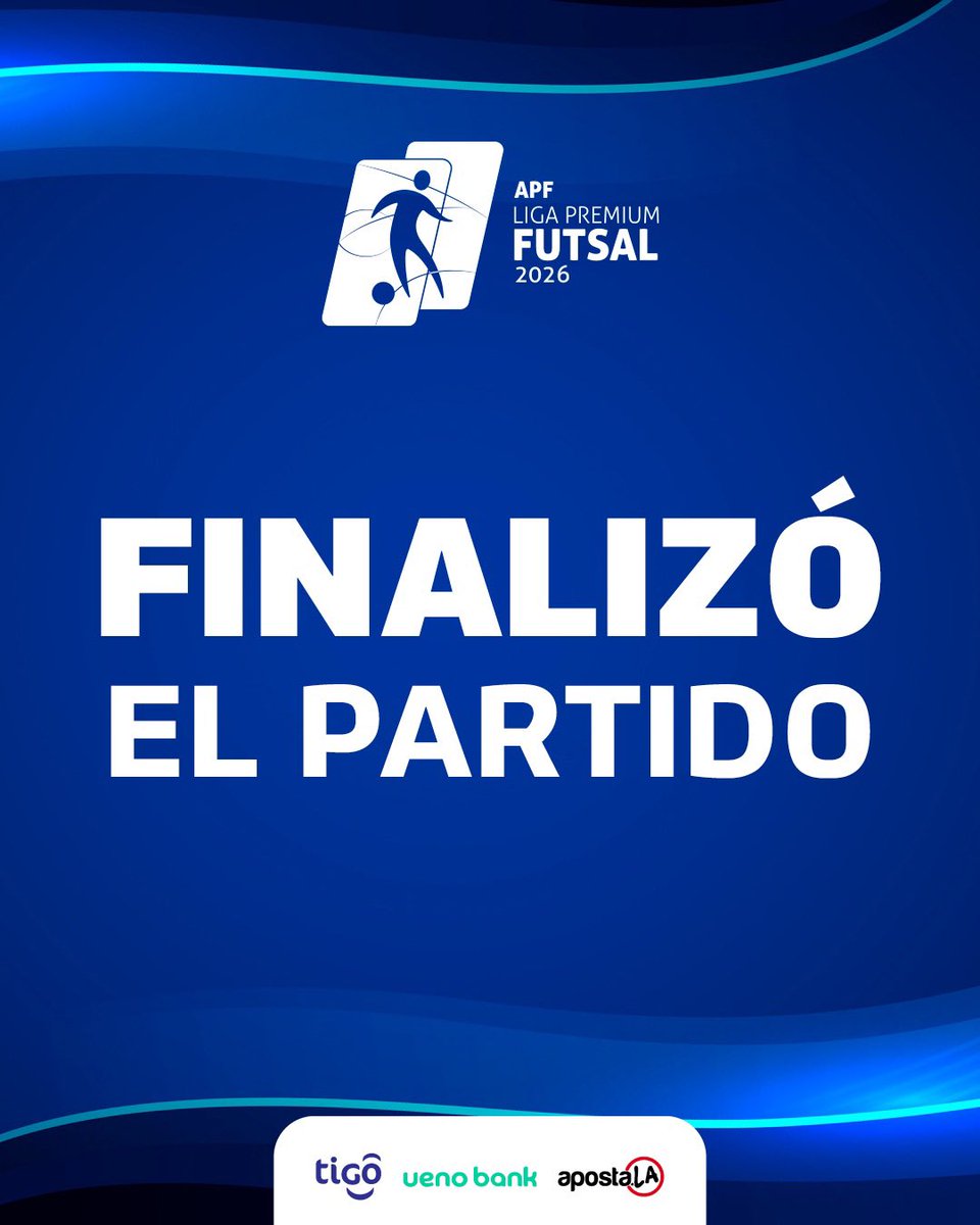 FutsalAPF's tweet photo. 🗣️ ¡Final del partido!
➡️ #Afemec 3
➡️ #PresidenteHayes 5
🗓️ Fecha 8 - Primera Fase.
#LigaPremium2026🏆
#FutsalAPF🇵🇾 https://t.co/ubS4xb5w44