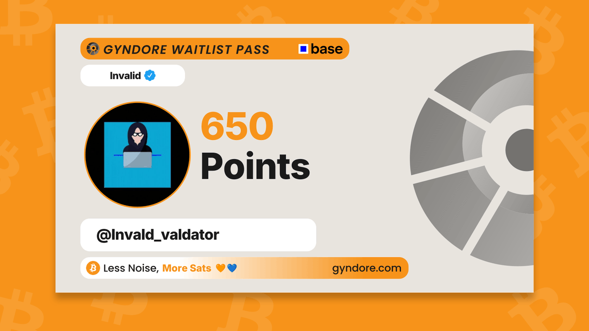 Invald_valdator's tweet photo. Secured my spot on the @Gyndore waitlist.

Already stacking. It pays to be early.

Join now &amp; claim your points → https://t.co/kvCnDeXuOw https://t.co/3cXCtN0sQ6