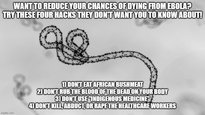ABoleynGirl's tweet photo. #ProTips #WashYourHands
#Ebola does NOT spread the same way as respiratory viruses like #flu. You get it from close contact with infected body fluids, or eating raw meat from infected animals.
Don't have indiscriminate sex with strangers. https://t.co/1Z0TwoFmbl