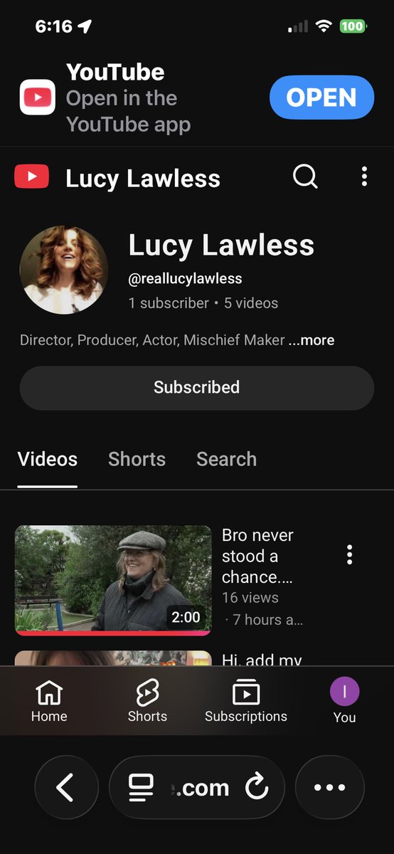 ktaylor91010's tweet photo. @Klippart is that Lucy Lawless’s real YouTube account or channel? https://t.co/ZTtX6slYzn