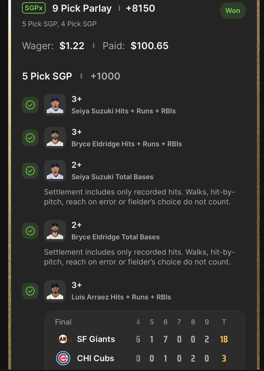 BJCashman's tweet photo. Appreciate you bro!  Part of 9 legger low risk high reward off your video https://t.co/YblrZcKn1o