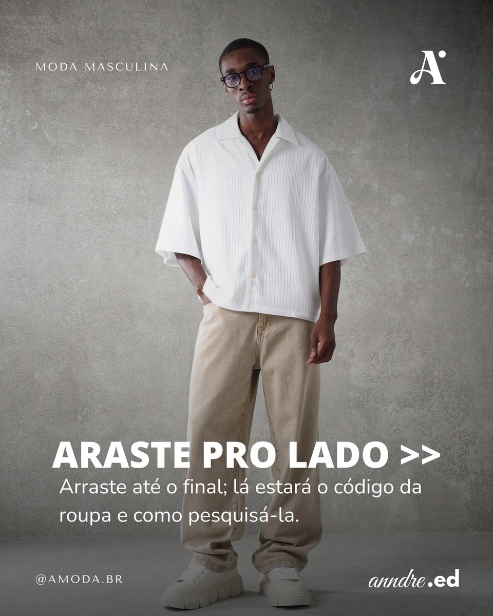 amoda_br's tweet photo. Aquela camisa que faz todo mundo perguntar onde você comprou 🤍

Textura discreta, caimento largo e aquele colarinho aberto que equilibra o look na medida certa. Parece cara, parece elaborada — mas é só ela fazendo o trabalho sozinha.

https://t.co/BOgGbkN8Sg https://t.co/6G9NF06mgx