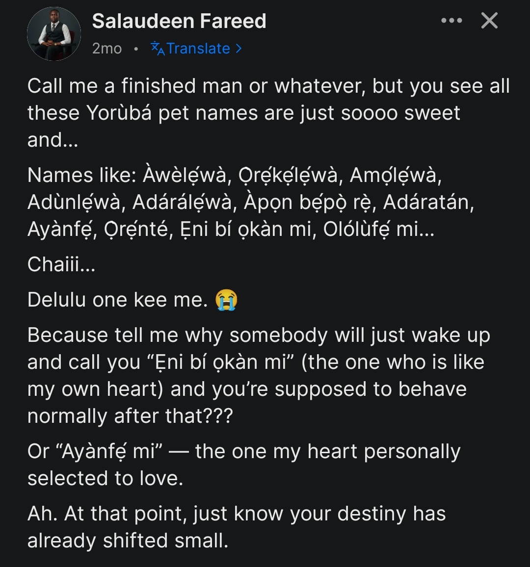 thatstranger__'s tweet photo. Yoruba dun lede☺️☺️☺️ https://t.co/ixQXQ8bbPb