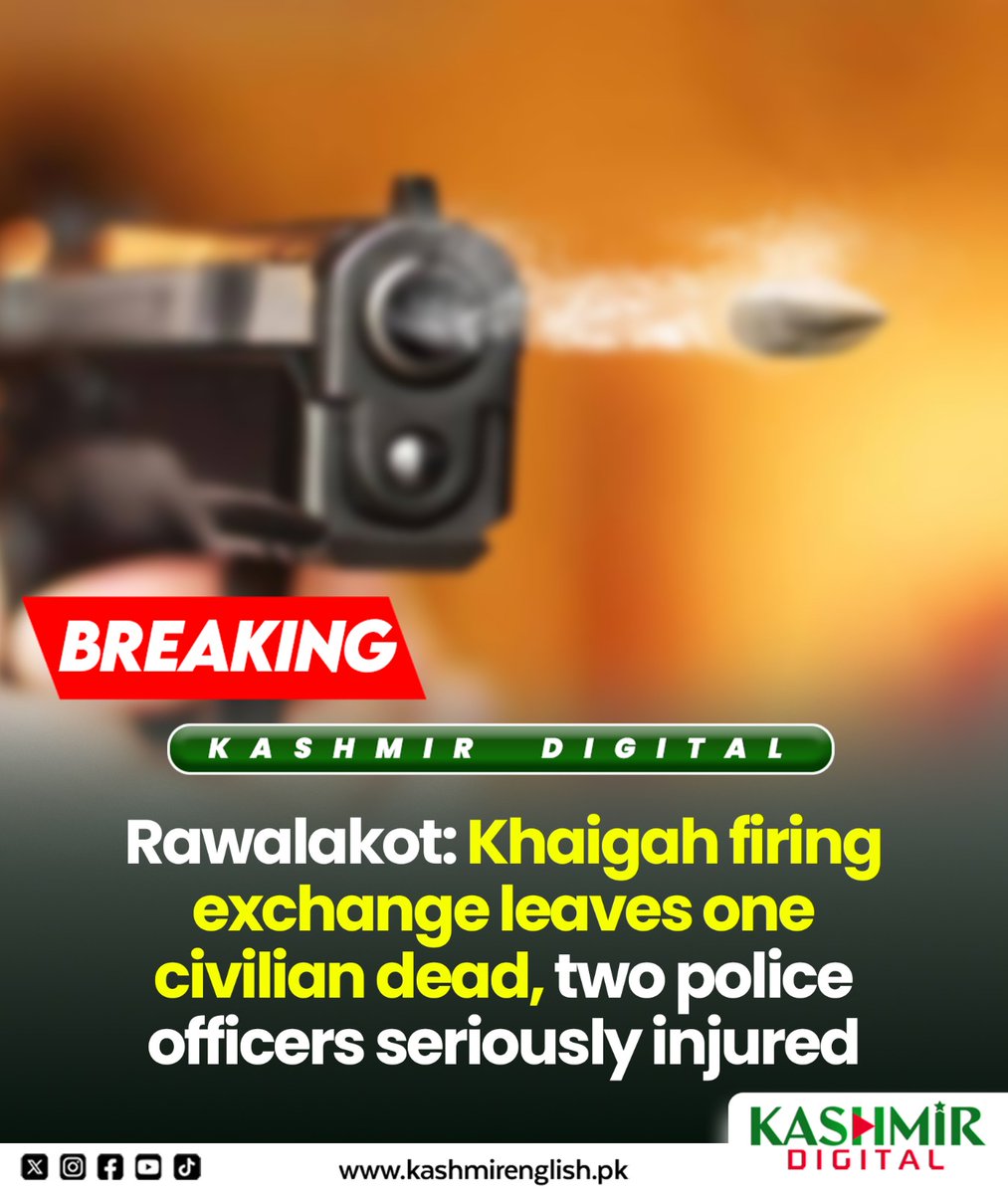 KashmirDigital1's tweet photo. Rawalakot: Khaigah firing exchange leaves one civilian dead, two police officers seriously injured
To read more visit: https://t.co/J6sPKarwO4
#Cop #Martyred #Firing #OmarNazirKashmiri #Accomplices #PoliceCheckPost #AJK https://t.co/m8dTq1F4Sp