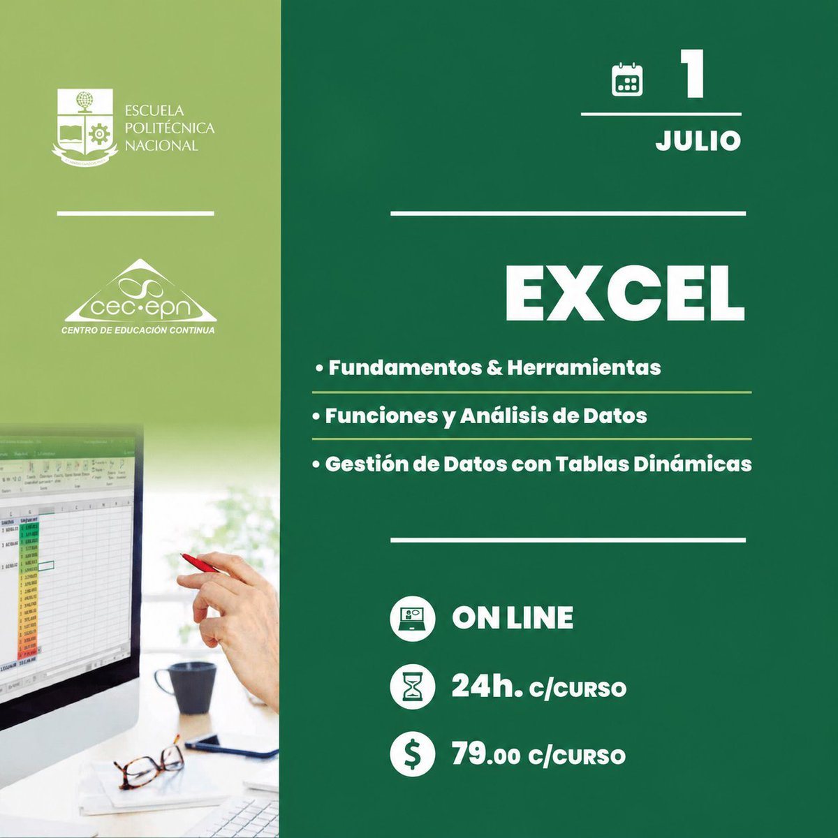 CEC_EPN2014's tweet photo. #CursosCEC ¡Haz que tu manejo del Excel sea impecable! Aprende a dominar la automatización de datos para que tu productividad hable por ti en cada proyecto. 🚀#ExcelCEC #CECEPN
Matrículas hasta el 24 de junio, 2026
Más información: https://t.co/9JRKxbgNye https://t.co/uAQpIMFqbl
