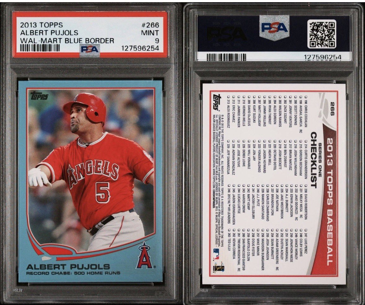 DanielW40094974's tweet photo. 99c auction with less than 2 days left for those interested. 

Check out Albert Pujols - 2013 Topps #266 Walmart Border Blue Parallel Checklist PSA 9 https://t.co/H5eLsJbAl4 #eBay via @eBay https://t.co/RUlcCZh36n