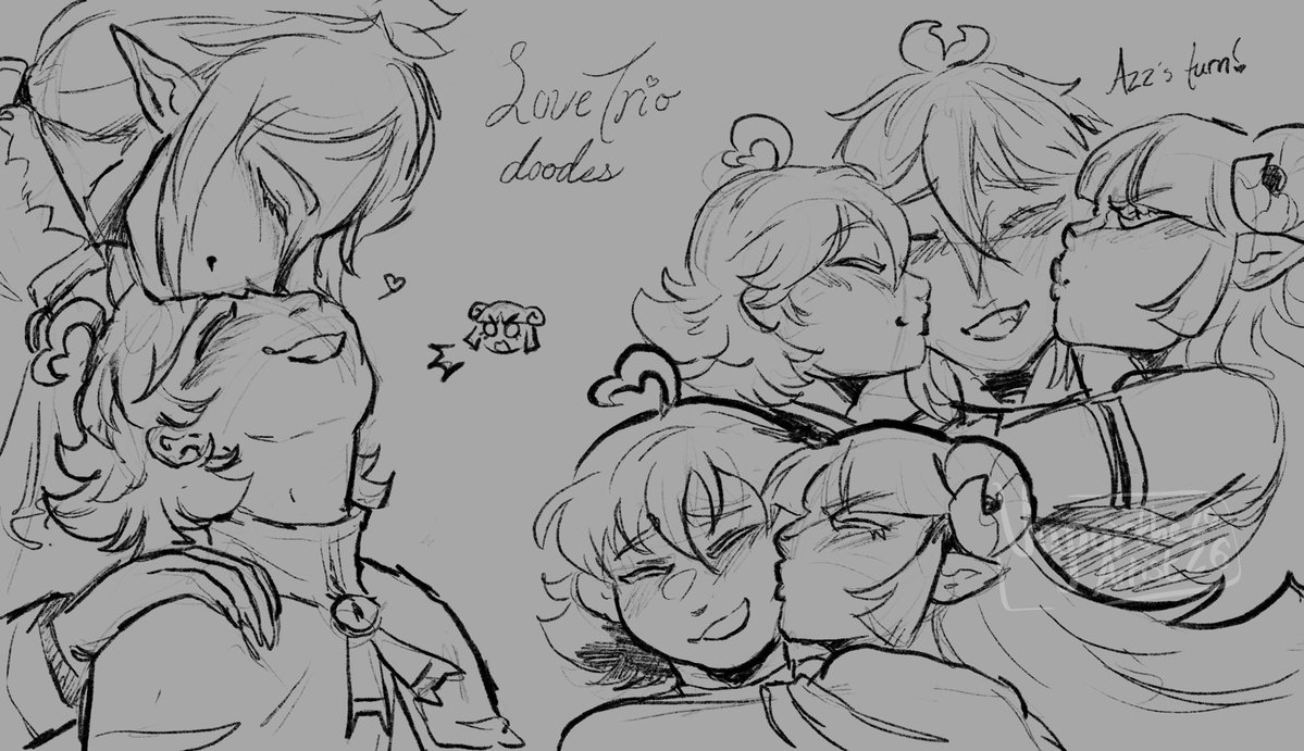 VaportheArtist's tweet photo. Quick love trio doodles before I leave for work! I’ll clean it up when I get off.

#魔入間 #mairumatwt #lovetrio https://t.co/4Sfa59NwZN