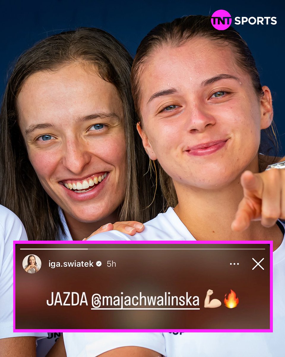 tntsports's tweet photo. Iga Świątek showing support for Maja Chwalińska on her Instagram story ahead of her first Grand Slam Final ❤️🇵🇱 https://t.co/7SN58o2tPH