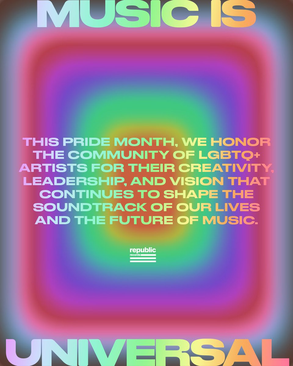 RepublicRecords's tweet photo. happy pride month! this month and every month, we celebrate the artists who live out loud 🌈 https://t.co/rIGWWLI9lF