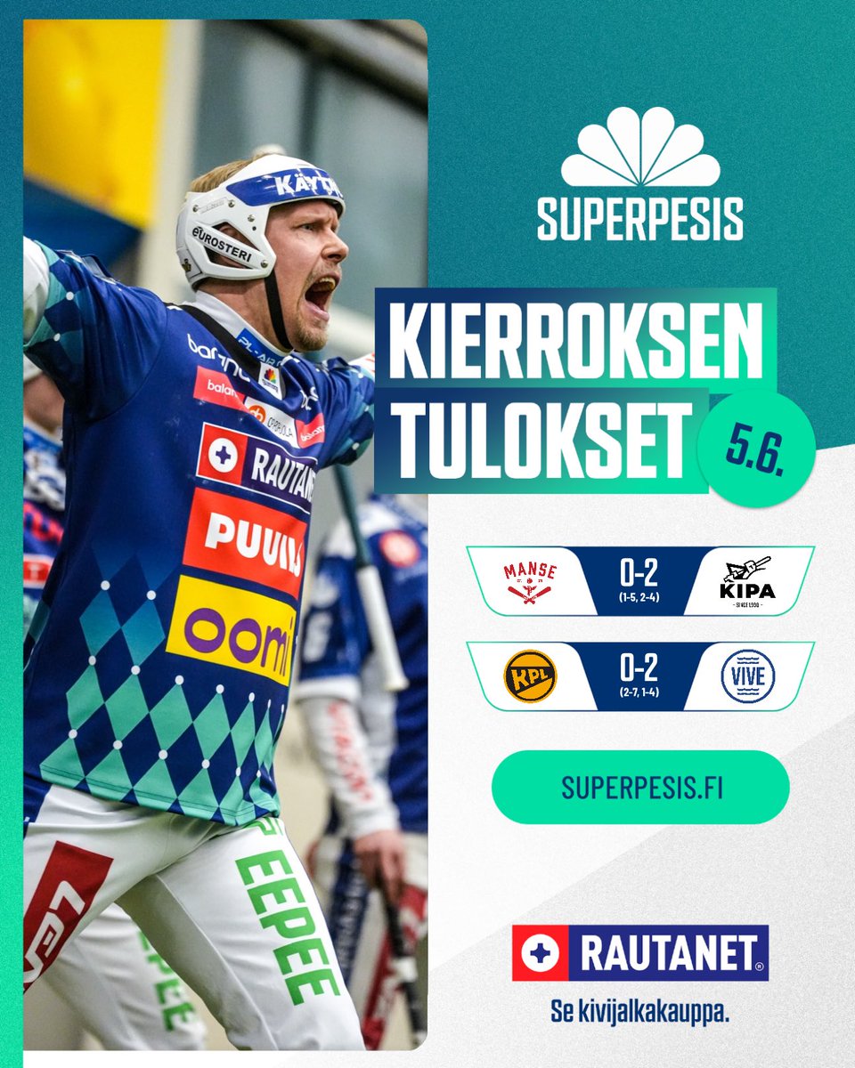 superpesis's tweet photo. Perjantain lopputulokset Superpesiksessä! Kierroksen tulokset tarjoaa Rautanet.

#pesis #superpesis #ruutu @RuutuUrheilu https://t.co/BhqHpgVA7p
