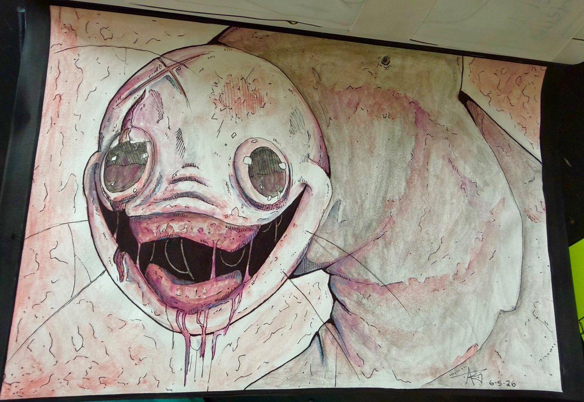 Rhombazoid's tweet photo. #vitacarnis OC Grisly. Watercolor is fun https://t.co/tCtEiR5Key