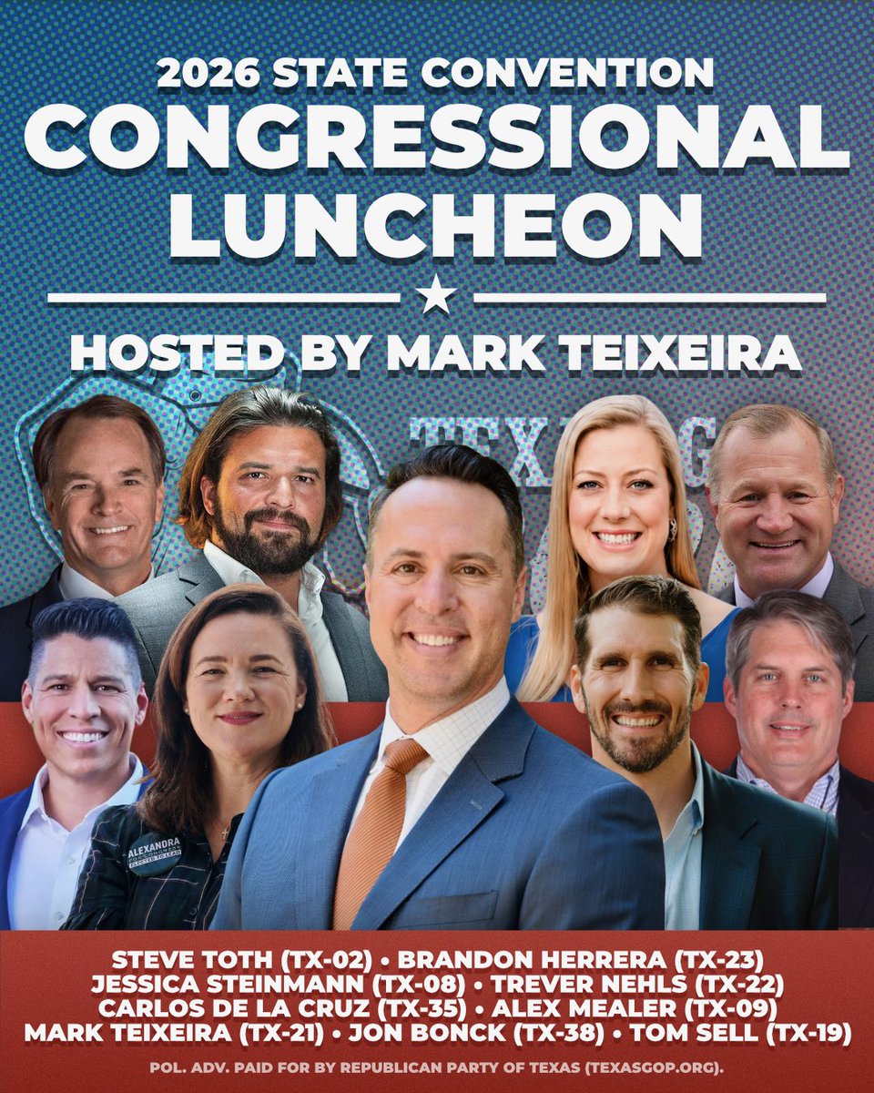 SellForTexas19's tweet photo. Eager to join @TexasGOP with these incredible patriots next week!

If you haven’t yet, make sure to get registered. More information can be found below.

See you in Houston!

https://t.co/DXG1dWSnOx https://t.co/9GY5Nn81mw