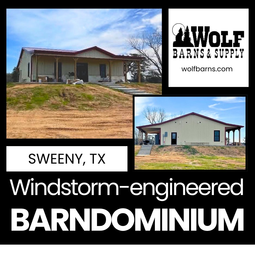 barns_wolf's tweet photo. Check out this Windstorm-engineered barndominium located in Sweeny, TX.

Need one? Give us a call at (918) 207-9693.
#barnbuilderoklahoma #custombarnhomes #WolfBarnsAndSupply #2m https://t.co/fhpG7FbhLB
