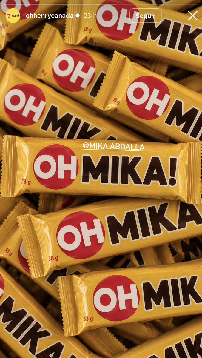 offcampus_es's tweet photo. 📲 Oh Henry! ya conoce la obsesión de Mika Abdalla por su barritas de chocolate y nos lo hace saber así 🤭 ¿Para cuando una colaboración? https://t.co/JomrjOC0U7