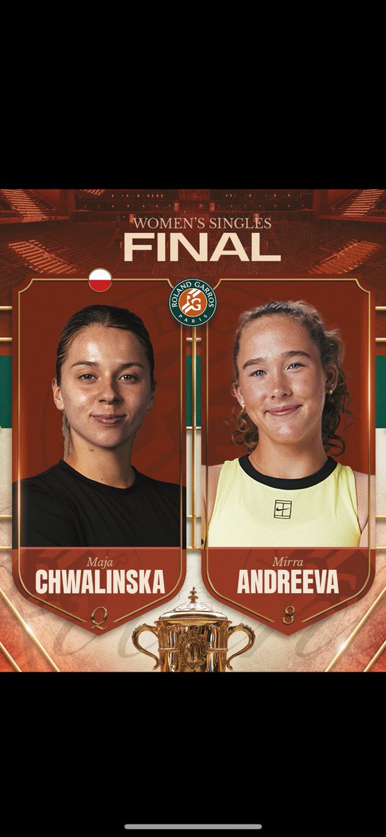 pavyg's tweet photo. All of the finalists have their countries flags with their names, except for teenager Mirra Andreeva. 🇷🇺 

Very sad what Tennis has become. https://t.co/96eAvjZy8H