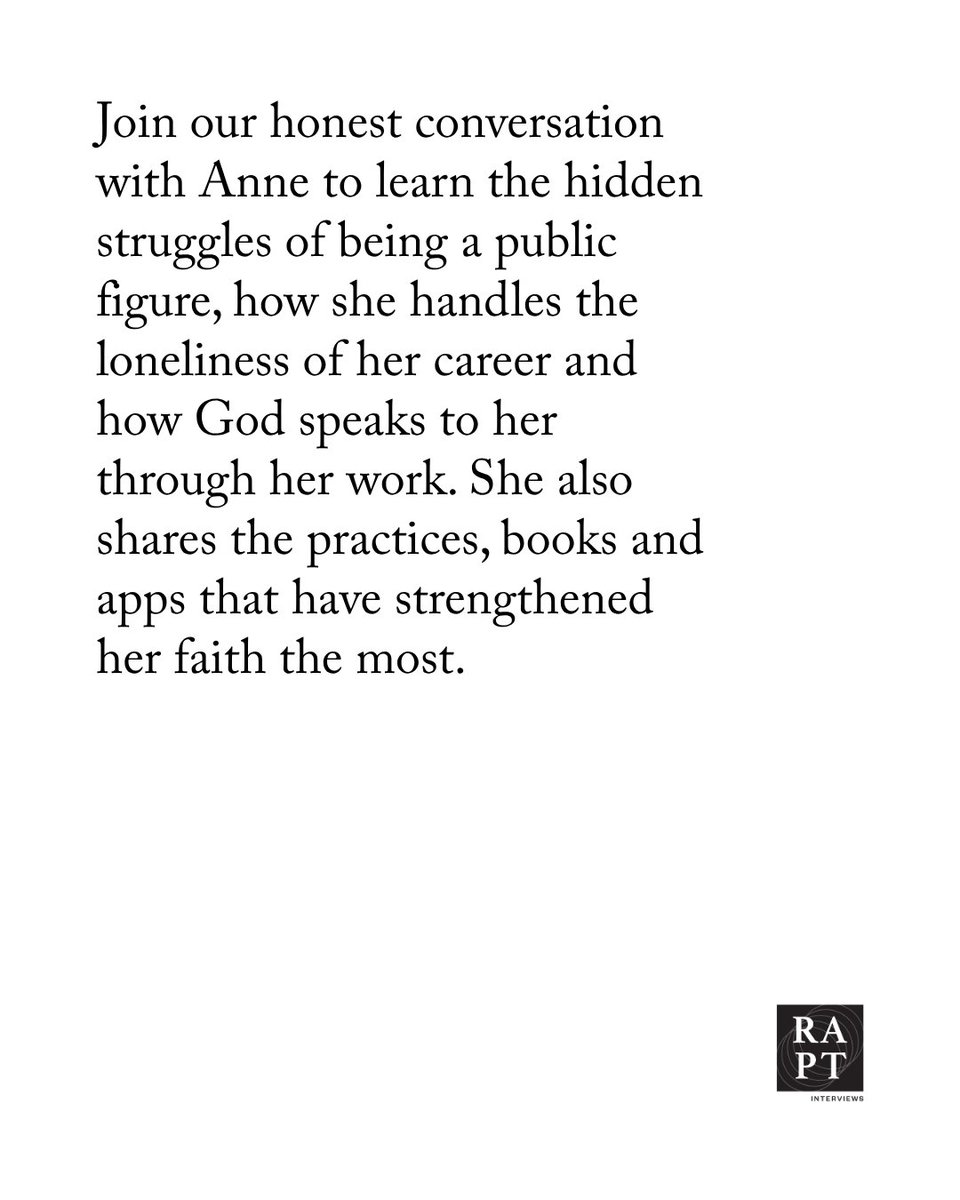 raptinterviews's tweet photo. Join our honest conversation with @Annewilsonmusic to learn the hidden struggles of being a public figure, how she handles the loneliness of her career and how God speaks to her through her work.

Read more of Anne's thought-provoking interview:
https://t.co/tMjFJVmvWq https://t.co/Uy0TVvFCod