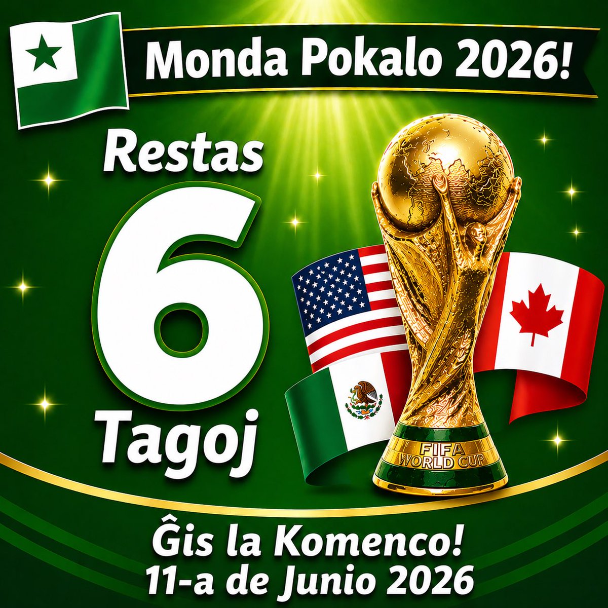 AtletikejoEO's tweet photo. Nur restas 6 tagoj ĝis la komenco de la Monda Pokalo! #FIFAWorldCup https://t.co/63T9stIAD2