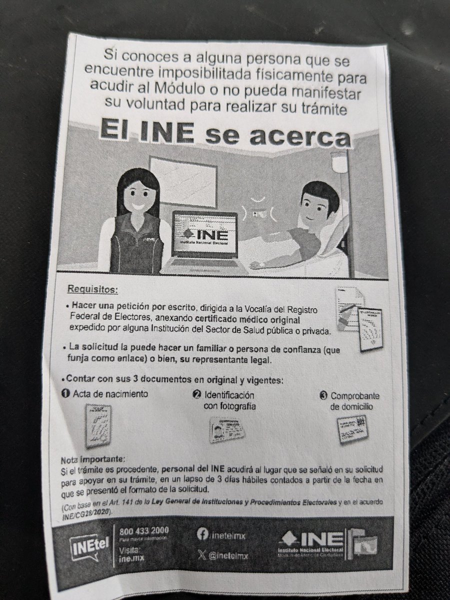 juanglezanaya's tweet photo. Pésima atención en el módulo del @INEMexico 090451 en Iztapalapa. Llevamos todos los documentos requeridos para que apoyen a una persona en postración y el personal negó el trámite. Piden el CURP certificado, pero el Renapo pide la INE vigente para certificarlo @Presidencia_INE https://t.co/vAajZPPLGK