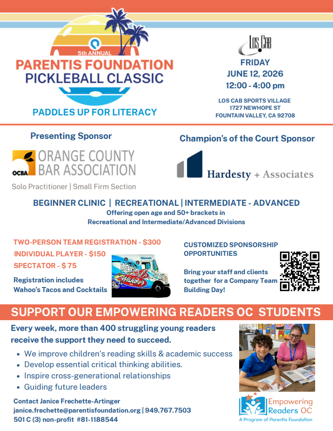 OCBarCA's tweet photo. Join us on Friday, June 12th for the Fifth Annual Parentis Foundation Pickleball Classic!
 
Gather your team, enjoy some fun competition, and make a difference in our community.
 
 Sign up here! https://t.co/K3JLZolp1g https://t.co/bgnBa6kkdy