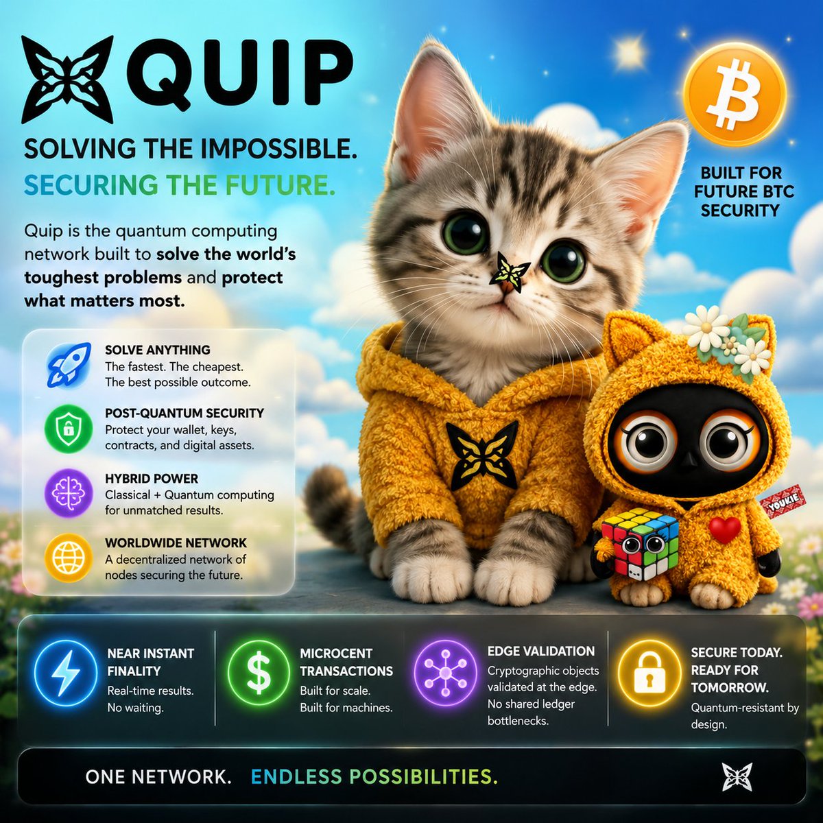 ItsNessaOnX's tweet photo. GM Quippers
Most people still see quantum as a future BTC problem.

@quipnetwork  is building like it’s already here.

What stands out to me is their architecture doesn’t rely on a shared ledger bottleneck.
Validation happens directly at the edge with cryptographic objects instead of forcing global consensus every time.
Near instant finality.
Microcent transactions.
Built for machine speed and future BTC security 🦋