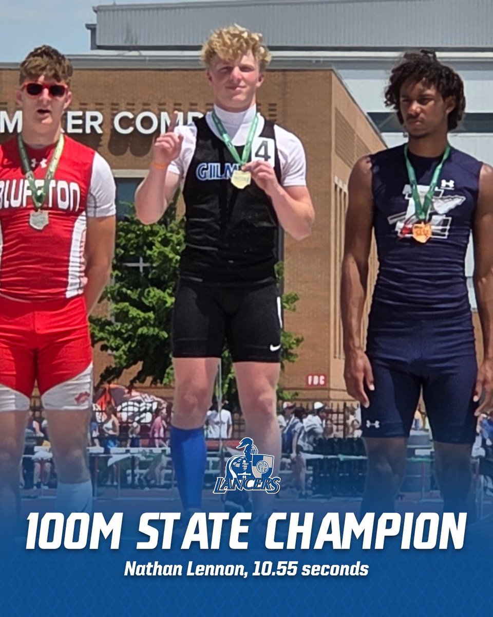 GALancerAD's tweet photo. State Champion‼️
Congrats to Nathan Lennon '27, who claimed the OHSAA DIV 100m title today, as he ran a 10.55!
#GoGA https://t.co/rzayWrjZxZ