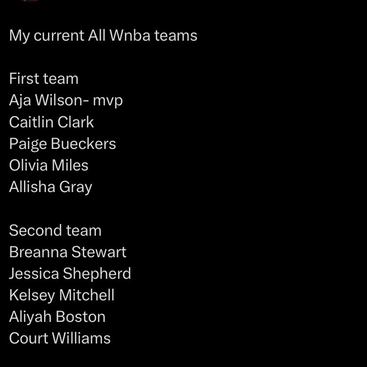 scaryman42's tweet photo. Outside of Aja Wilson the WNBA is becoming a guard league 

Caitlin Clark 
Paige Bueckers 
Olivia Miles 

All 3 future hall of famers https://t.co/O9luIrWWcv
