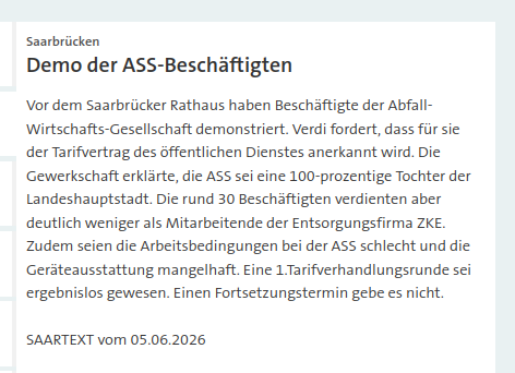 UK136S's tweet photo. Vor Rathaus #Saarbrücken haben #Beschäftigte der  Abfall-Wirtschafts-Gesellschaft demonstriert. Verdi fordert, dass für sie der Tarifvertrag des öffentlichen Dienstes anerkannt wird | Arbeitsbedingungen bei der ASS schlecht und die Geräteausstattung mangelhaft | #Abfallwirtschaft https://t.co/vqGW5OkpuN