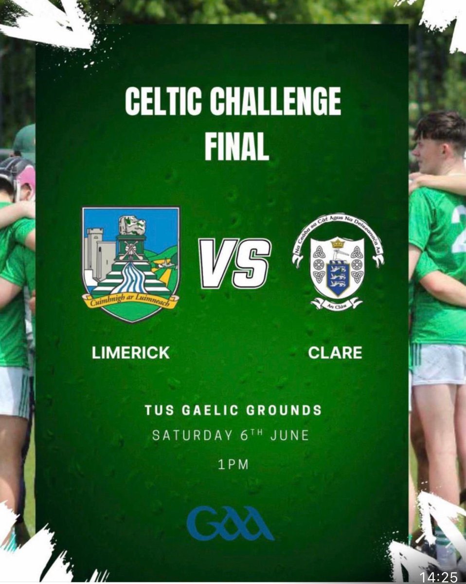 colaiste's tweet photo. Wishing Tommy Reidy, Form 4, the very best of luck tomorrow as he captains Limerick in the Celtic Challenge final. 

Limerick take on Clare in the Gaelic Grounds at 1pm. https://t.co/yg7a4Y8miN