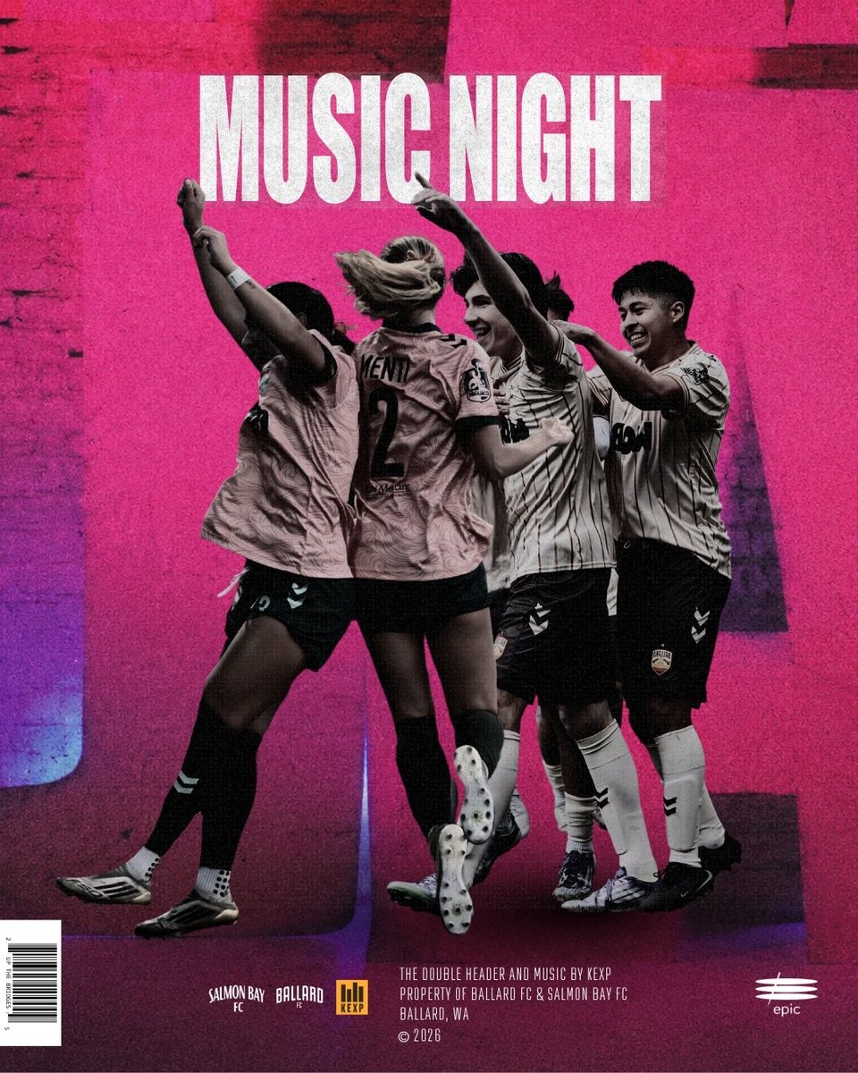 SalmonBayFC's tweet photo. Celebrating Local Music 🎸🎶🥁

Much like the Seattle soccer scene, the Seattle music scene has always been a big factor on the national landscape.

Join us as we celebrate local music tomorrow all day Interbay alongside @kexp 

#UpTheBridges https://t.co/l9ukEPZYWS